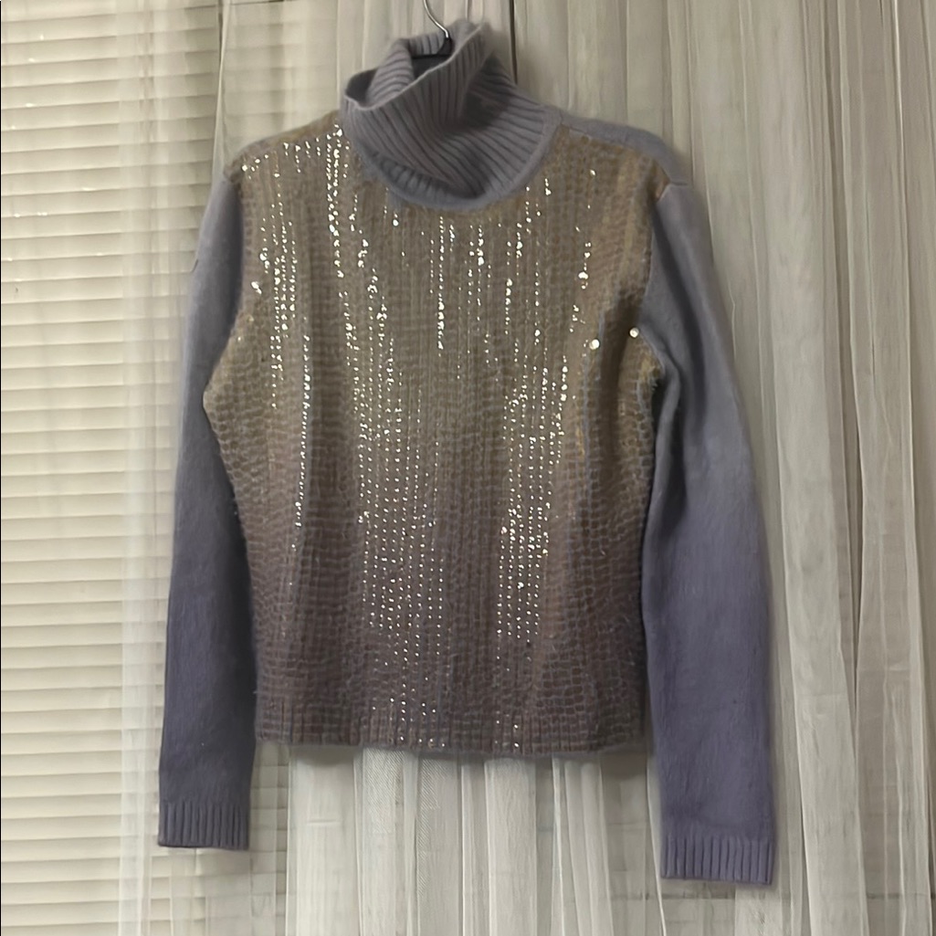 Elegant Lavender Sequin Sweater Xl Women
